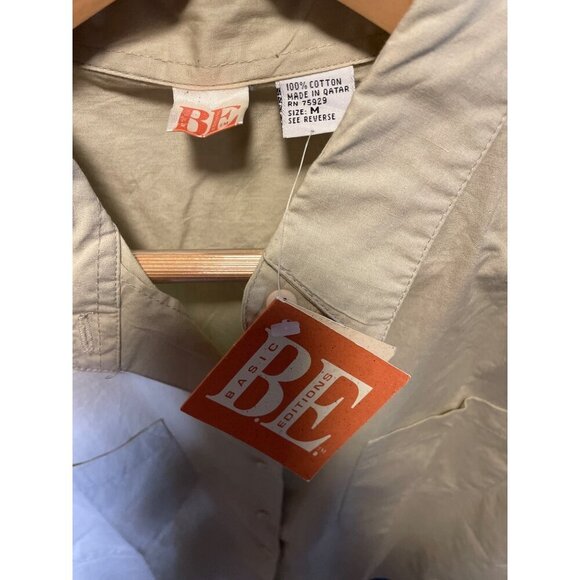 Basic Editions NWT Tan Brown Sleeveless Collared Buttoned Loose Fit Top Sz M - Picture 5 of 7